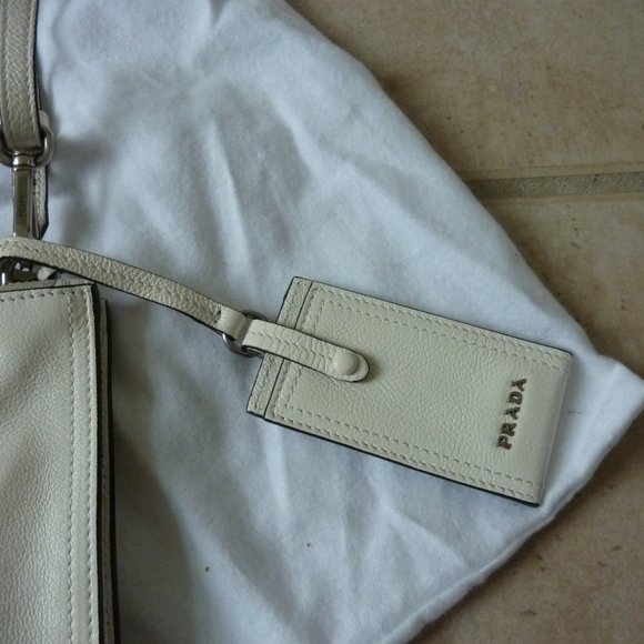 Prada Small Glace Etiquette Studded Shoulder Bag | Vivrelle PRADA Etiquette Glace Logo Shoulder Crossbody Bag